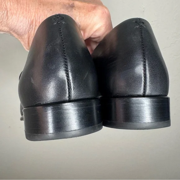 RAG & BONE Aslen Black Leather Loafer With Silver Chain Detail Square Toe Sz 40 - Picture 11 of 16